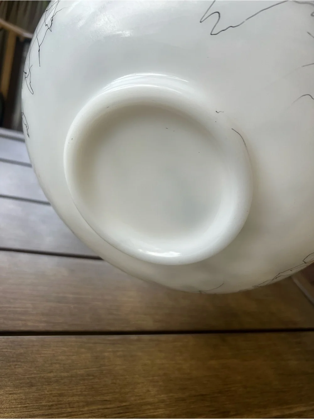 Hazel Atlas Black Drizzle Milk Glass Serving Bowl | Vintage Spaghetti String